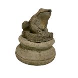 Composite stone garden ornament or water feature in the form of a crouching frog