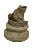 Composite stone garden ornament or water feature in the form of a crouching frog
