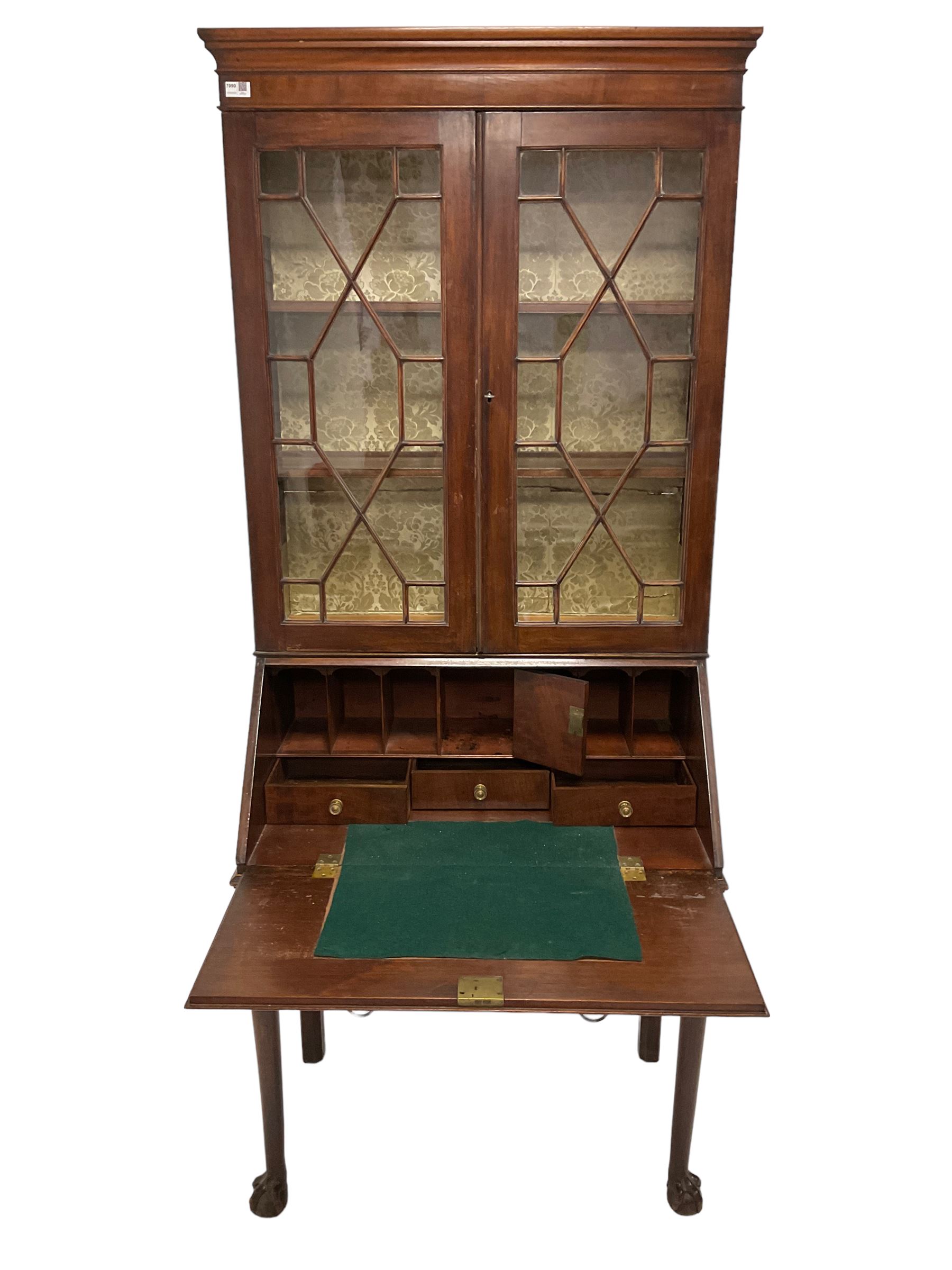 George III mahogany secretaire bookcase - Image 7 of 8