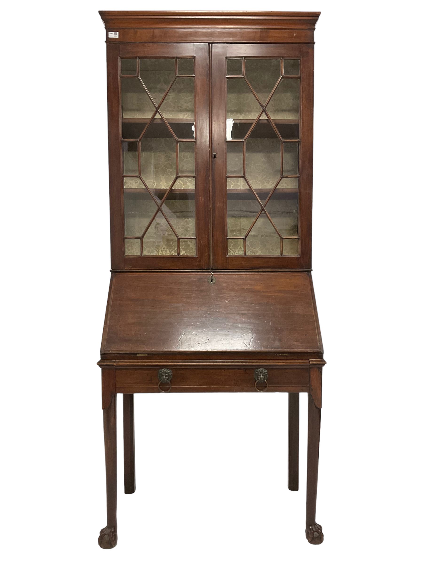 George III mahogany secretaire bookcase