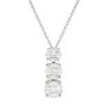 18ct white gold princess and marquise cut diamond cluster pendant necklace