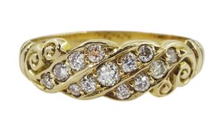 Early 20th century gold three row diamond ring