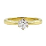 18ct gold single stone round brilliant cut diamond ring