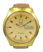 Omega Electronic Chronometer f300 gentleman's gold-plated and stainless steel quartz wristwatch
