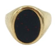 9ct gold oval bloodstone signet ring