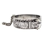 Victorian silver buckle hinged bangle