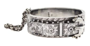 Victorian silver buckle hinged bangle