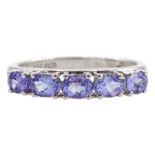 14ct white gold five stone oval tanzanite ring