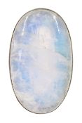 Large silver single stone oval moonstone ring