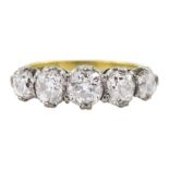 18ct gold five stone old cut diamond ring