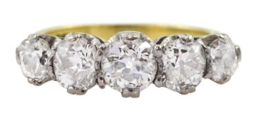 18ct gold five stone old cut diamond ring