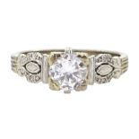 White gold single stone round brilliant cut diamond ring