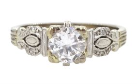 White gold single stone round brilliant cut diamond ring