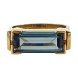 9ct gold single stone emerald cut tourmaline ring