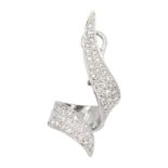 18ct white gold pave set diamond single stud earring