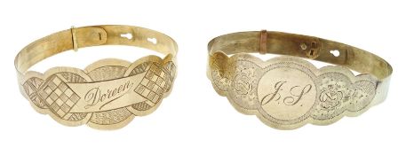 Two 9ct gold identity bangles