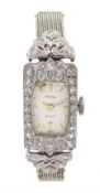 Art Deco ladies platinum diamond set wristwatch