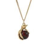 9ct gold agate eagle talon claw pendant necklace