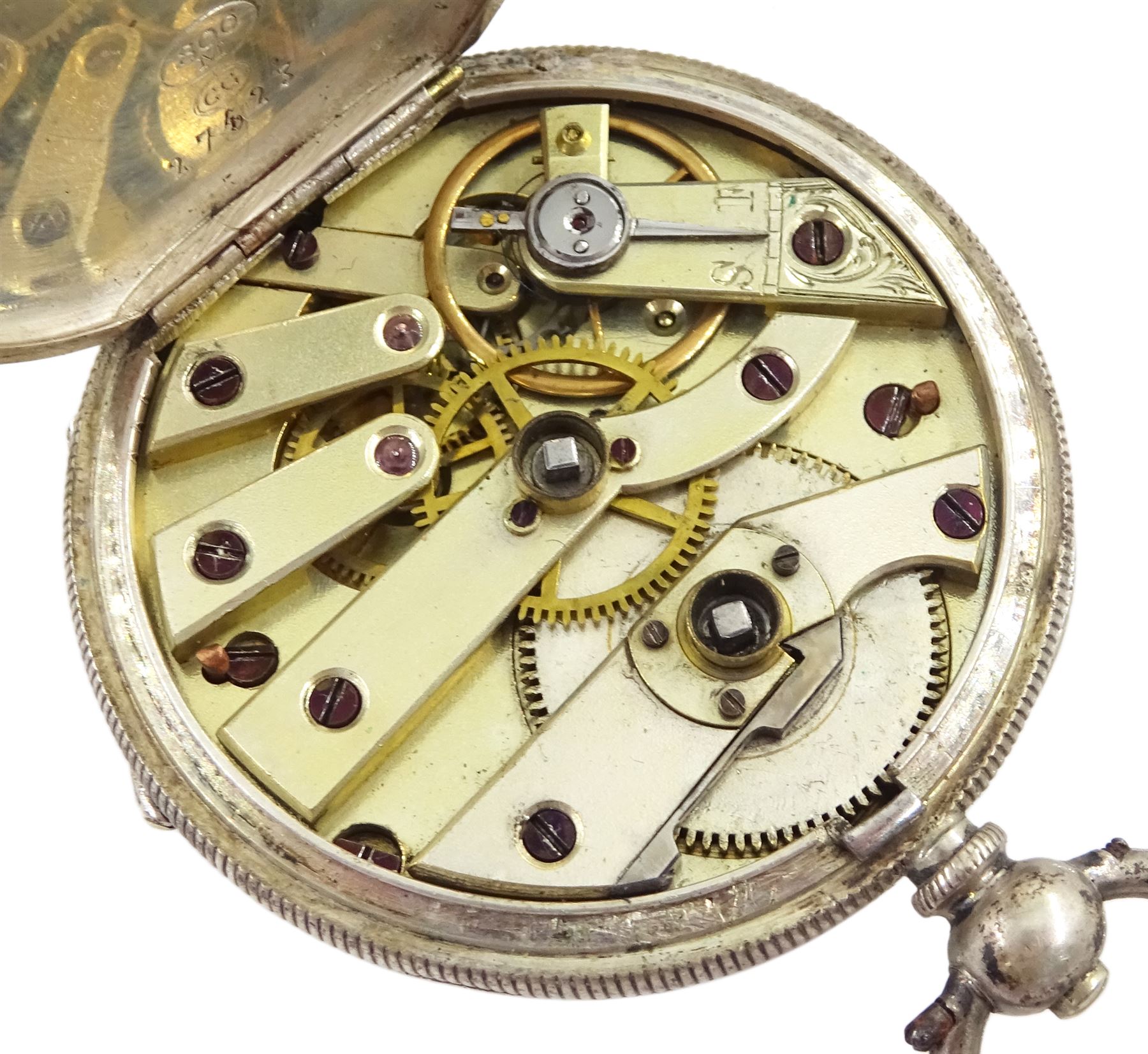 Victorian silver keyless fusee lever pocket watch by Aaronson - Image 5 of 5