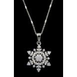 Silver cubic zirconia snowflake pendant necklace