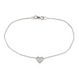 White gold pave set diamond sliding heart