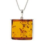 Silver Baltic amber pendant necklace