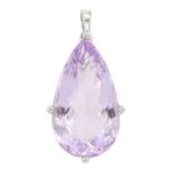 18ct white gold pear cut amethyst pendant