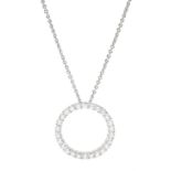 18ct white gold round brilliant cut diamond circular pendant necklace