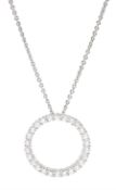 18ct white gold round brilliant cut diamond circular pendant necklace