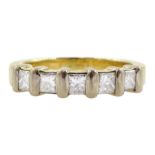 14ct gold five stone princess cut diamond ring