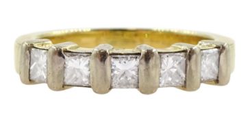 14ct gold five stone princess cut diamond ring