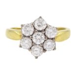 18ct gold seven stone round brilliant cut diamond daisy cluster ring