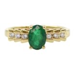 14ct gold single stone oval emerald ring