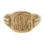 9ct gold signet ring with engraved initials 'RHN'