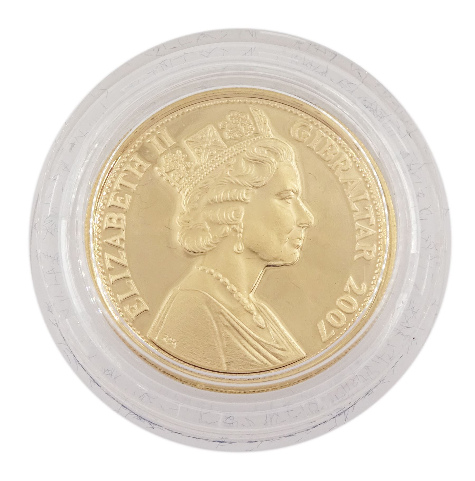 Queen Elizabeth II 2007 Gibraltar 22ct gold one pound coin commemorating 'The Diamond Wedding Annive - Image 2 of 3