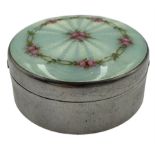 Early 20th century silver and guilloche enamel pill box by Meyle & Mayer