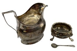 Early 19th century silver cream jug with angular handle H10cm