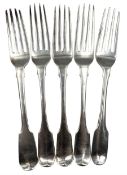 Three George III York silver fiddle pattern table forks 1818 Maker James Barber and William Whitwell