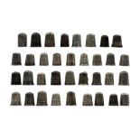 Collection of thirty-five Victorian and later silver thimbles