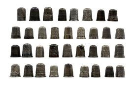 Collection of thirty-five Victorian and later silver thimbles