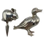 Novelty silver model of a Duck by Sarah Jones