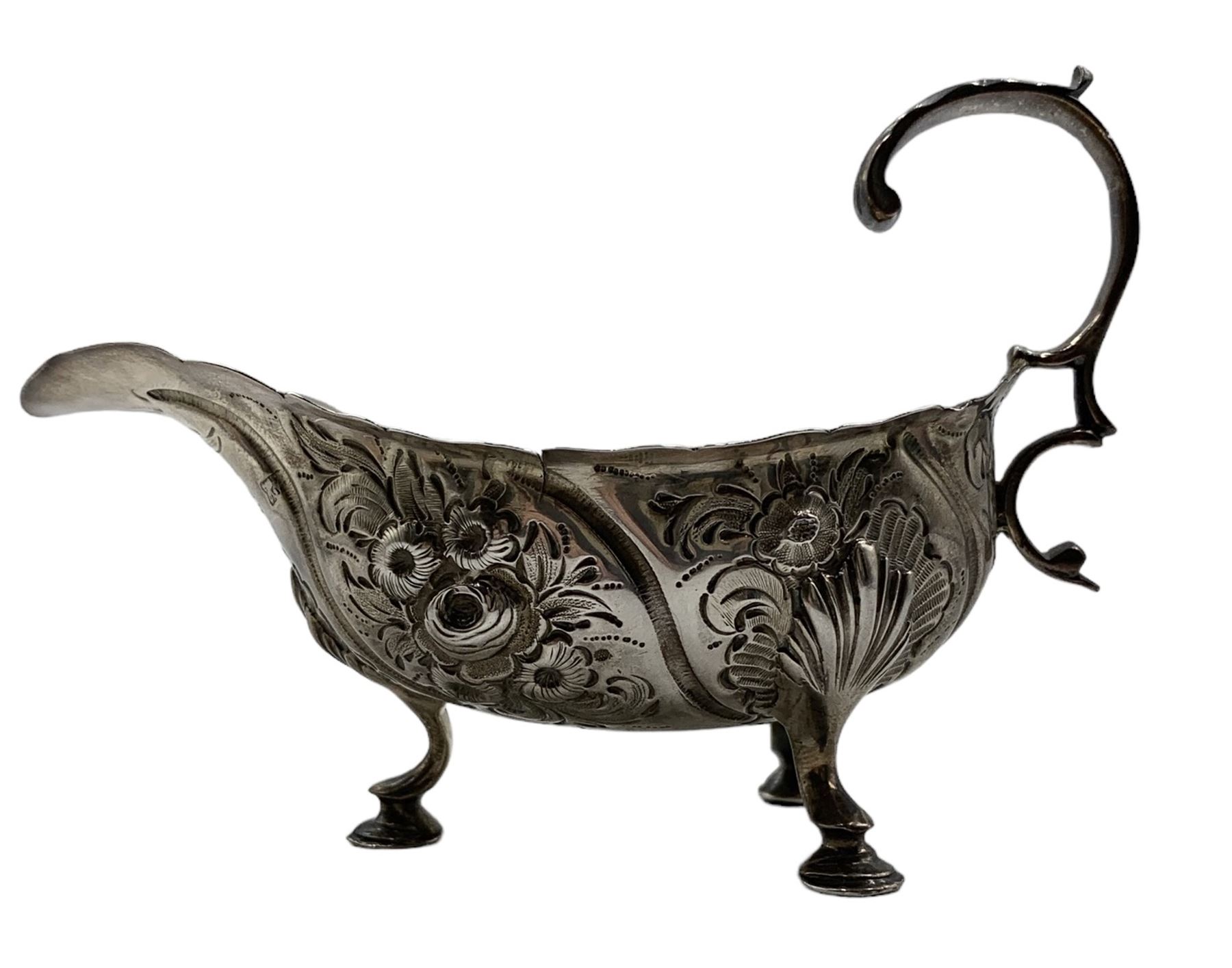 George III silver sauceboat with acanthus scroll handle - Image 4 of 7
