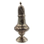 Elizabeth II silver sugar caster with engraved and embossed decoration H20cm London 1977 Makers mark