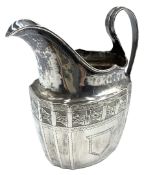 George III Irish silver cream jug with bright cut decoration
