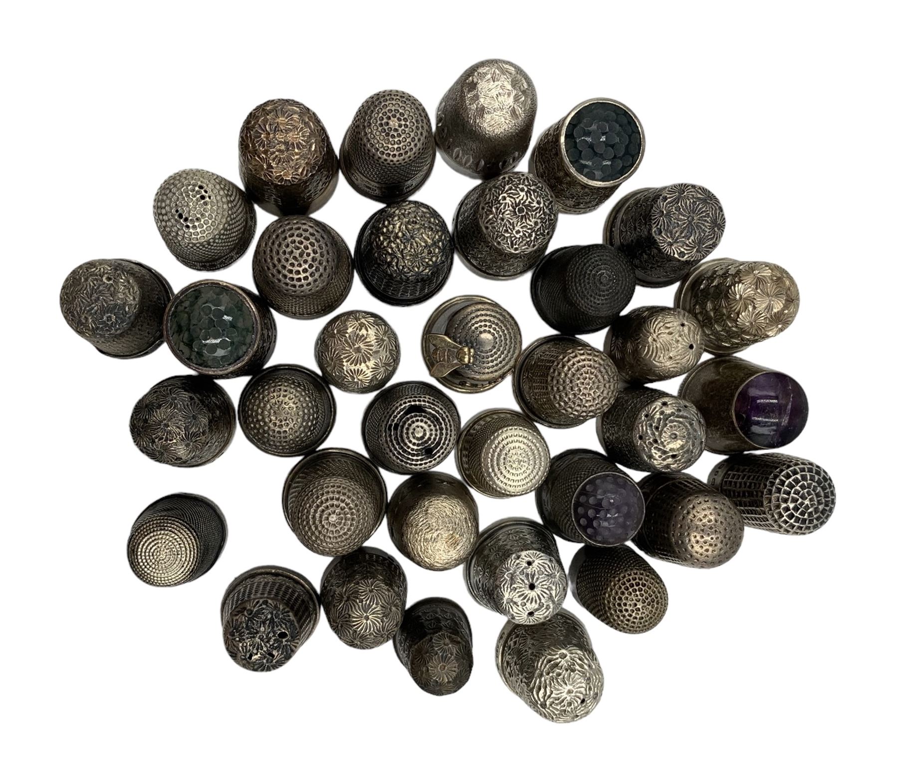 Collection of thirty-five Victorian and later silver thimbles - Image 2 of 2