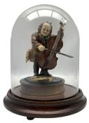 Dresden porcelain figure of a man playing the Cello H14cm under glass dome