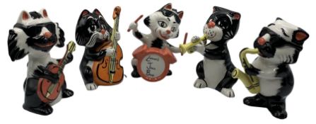 Five Lorna Bailey Cat Jazz Band figures 'Lorna's Jazz Band'