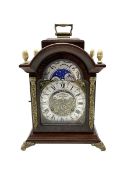 20th century miniature 8-day bracket clock - in a mahogany case with carrying handle