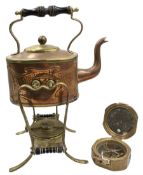 Art Nouveau brass and copper kettle with spirit burner