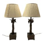 Pair of table lamps formed as palm trees